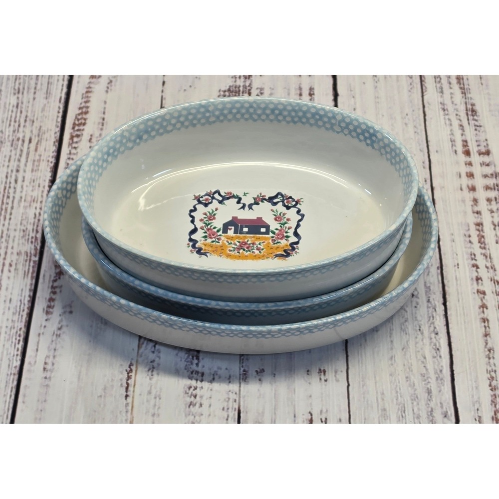 Teamson‎ Serving Set Blue Excellent Vintage 1995 Cottage Core 3pc Set